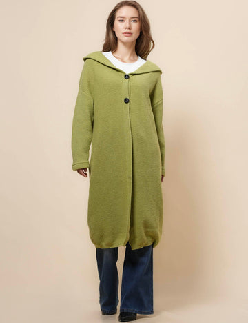 Button Hooded Button Solid Color Sweater Coat Cardigan NG5135