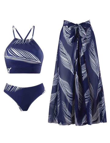 Ladies Floral Print 2PCS Bikini Set with Salong