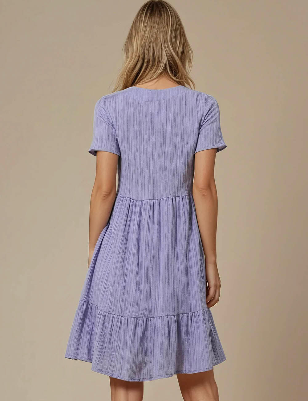 V-Neck Short Sleeves Daily Short Dress SKD23128