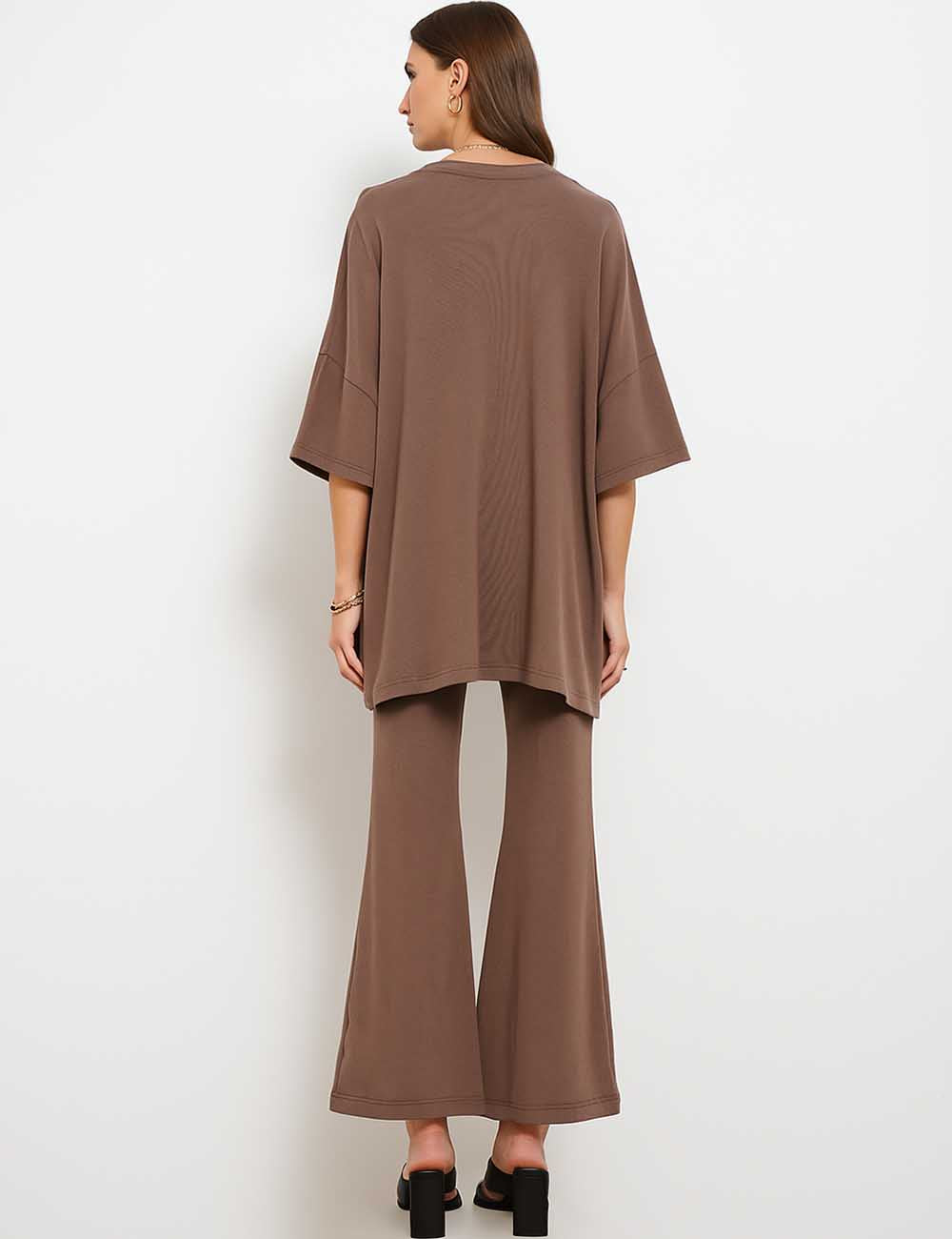 Ladie Long Sleeves Bell Leg Top & Pants 2PCS Set