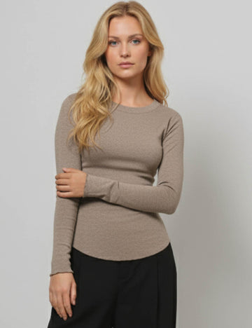 Ladies Overlock Long Sleeves Bastic Everyday Tee SKT613