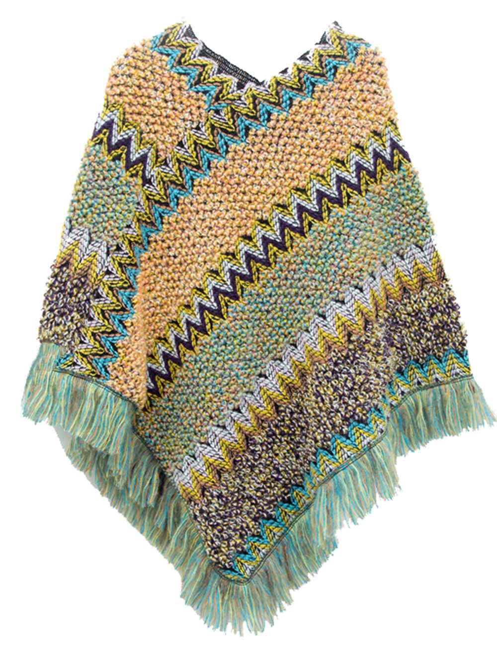 Ladies Chic Colorful Ethnic Knit Tassel Shawl