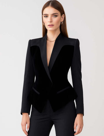 Ladies Patchwork Single Breasted Blazer Coat L106