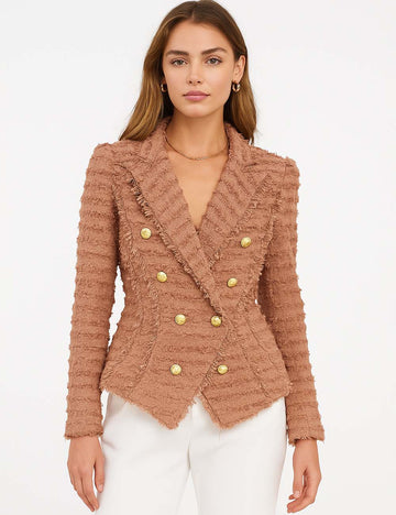 Ladies Tassel Tweed Blazer and Shorts Set L112