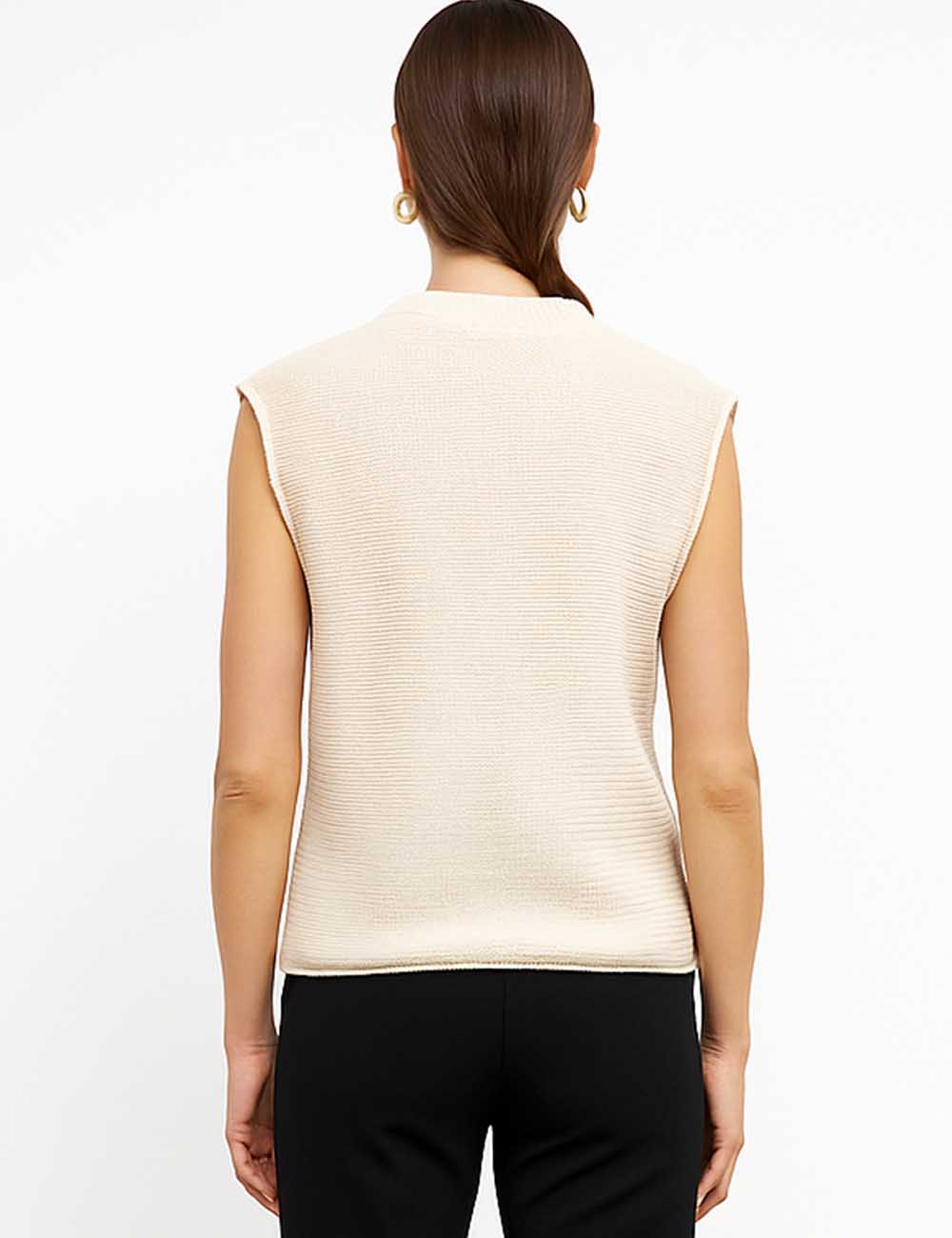 Knit Solid Color Sleeveless Round Neck Sweater Vest YL23001