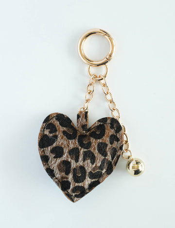 Sweet PU Leopard Heart Pendant Key Chain SKAJ50266