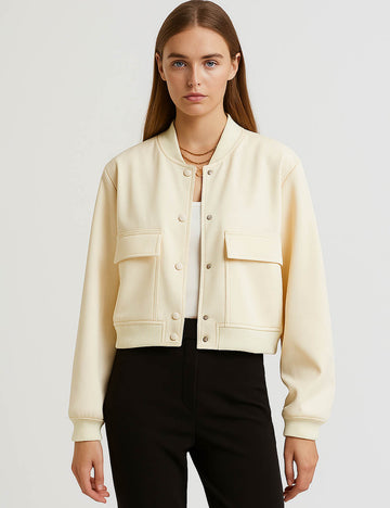 Solid Color Pocket Long Sleeves Collar Jacket A19621