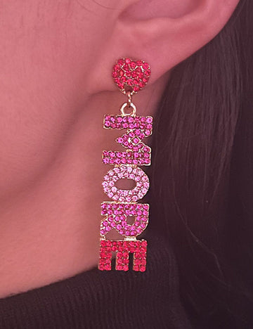 Ladies Valentine Rhinestone LOVE Pandent Earrings SKAJ4221