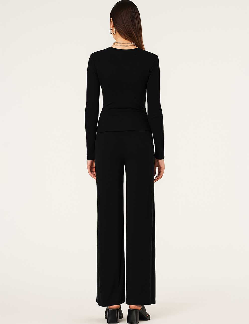 Ladies Chic Solid Color NYC Top Pants 2PCS Set