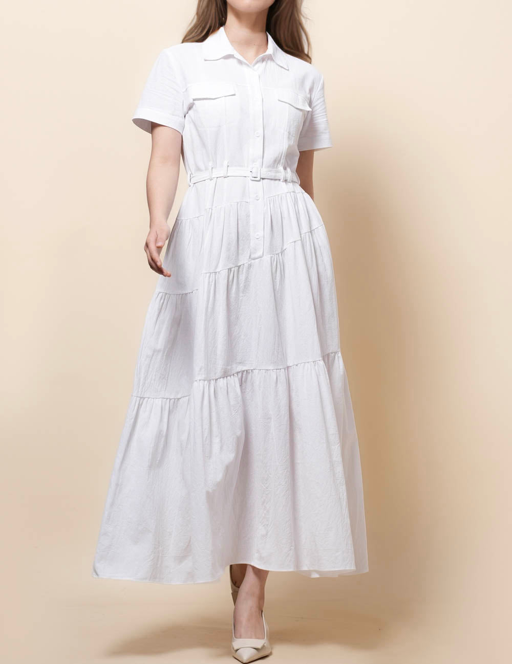 Ladies Short Sleeves Pocket Maxi Dress SKD51074