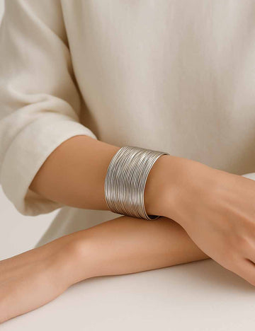 Ladies Open-End Stacked Line Wrap Arm Band Bangle