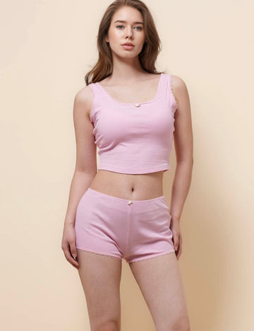 Ladies Square Neck Sleeveless Top & Shorts Set SKST50531