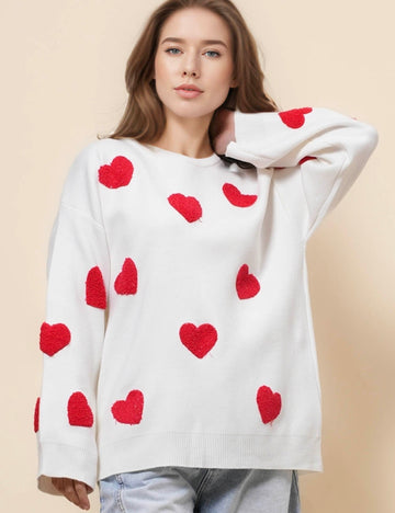 Ladies Valentine's Heart Pullover Sweater SKT41097