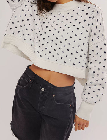 Ladies Valentine Heart Knit Color Block Sweater SKT41170