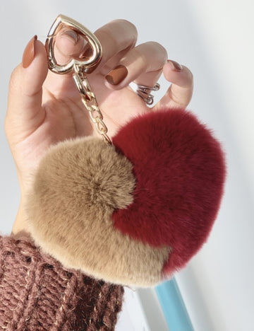 Heart Shaped Faux Mink Pandent Key Chain SKAC4105