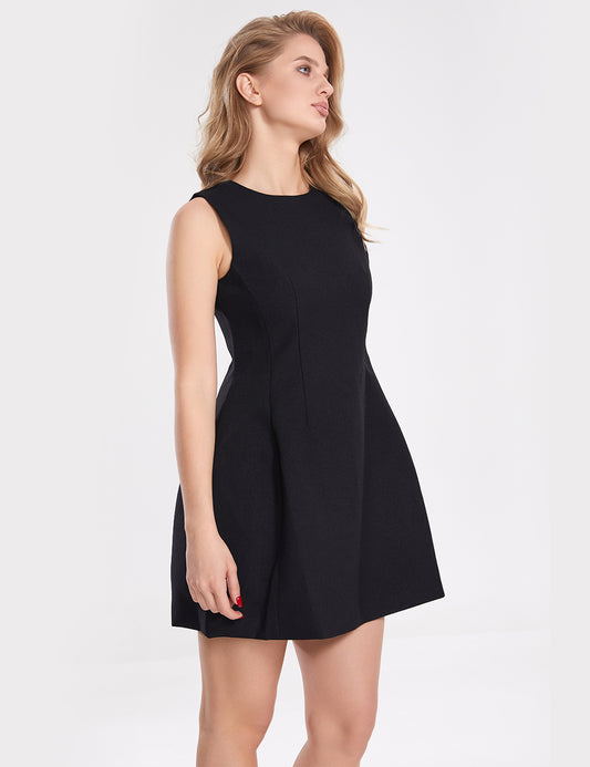 Ladies Chic Sleeveless Mini Black Dress SKD299
