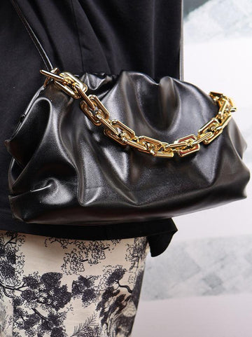 Ladies Wrinkle Golden Chain PU Hanging Bag SKOB231221DS