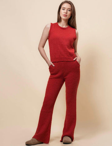 Ladies Sleeveless Top and Pants Knit Sweater Loungewear Sets SKST477