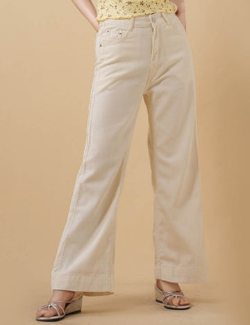 Ladies Solid Color Straight Leg Denim Pants 8SKP5M87