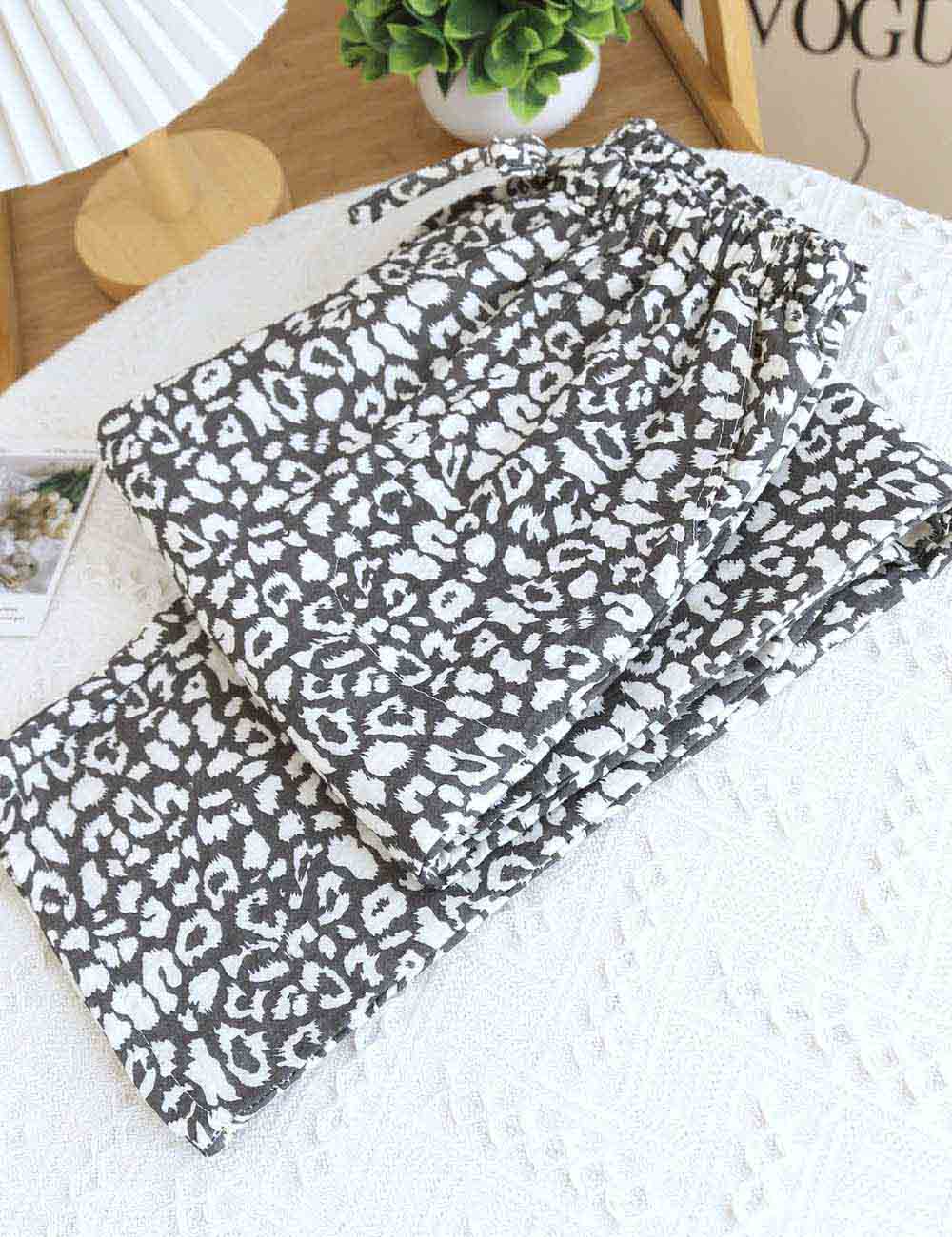 Ladies Leopard Print Elastic Waisr Loungwear Pants 8SKP51112
