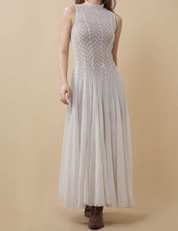 Ladies Round Neck Sleeveless Knit Maxi Dress 8SKD51193