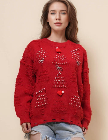Ladies Merry Christmas Holiday 3D Knit Sweater SKT41079