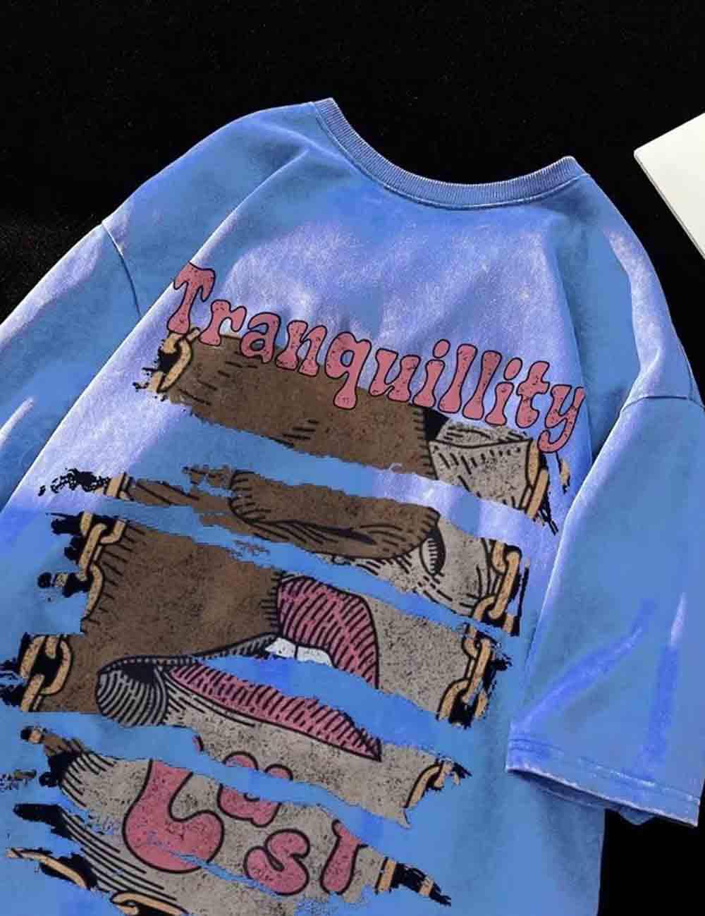 Ladies Multicolor Letter Print Short Sleeves T-Shirt