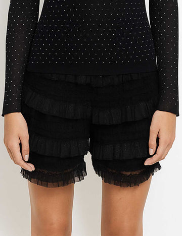 Ladies Romantic Elegant Ruffle Wide Leg Shorts