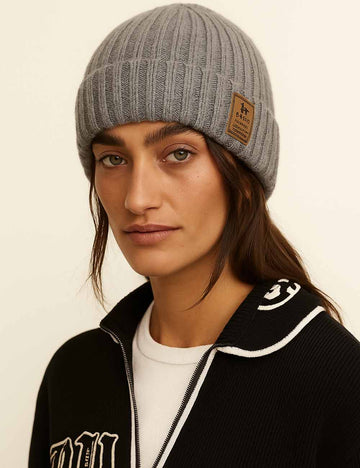 Ladies Solid Color Folded Edge Dome Knit Hat