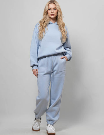 Ladies Solid Color Hoodie Top Jogger Pants 2PCS Sets 211337