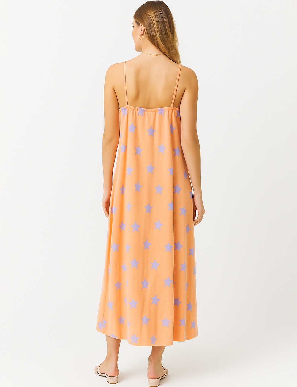 Ladies Star Print V-Neck Sleeveless String Shoulder Maxi Dress