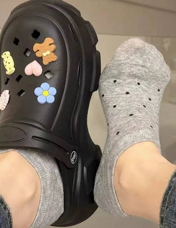 Ladies Color Block Polka Dot Knit Boat Socks SKAS50006