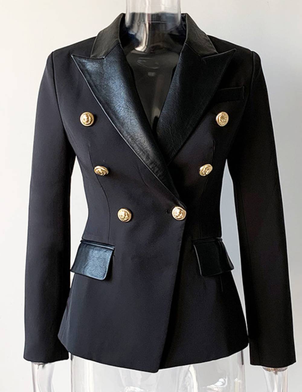 Ladies Turndown Collar PU Blazer SKT51039