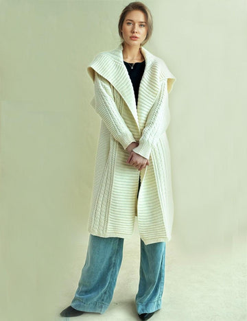 Ladies Solid Color Lapel Neck Cardigan SKT4685