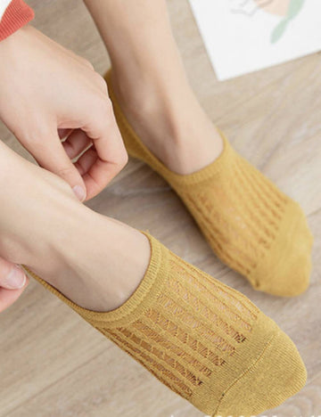 Ladies Solid Color Knit Boat Sock SKAS50027