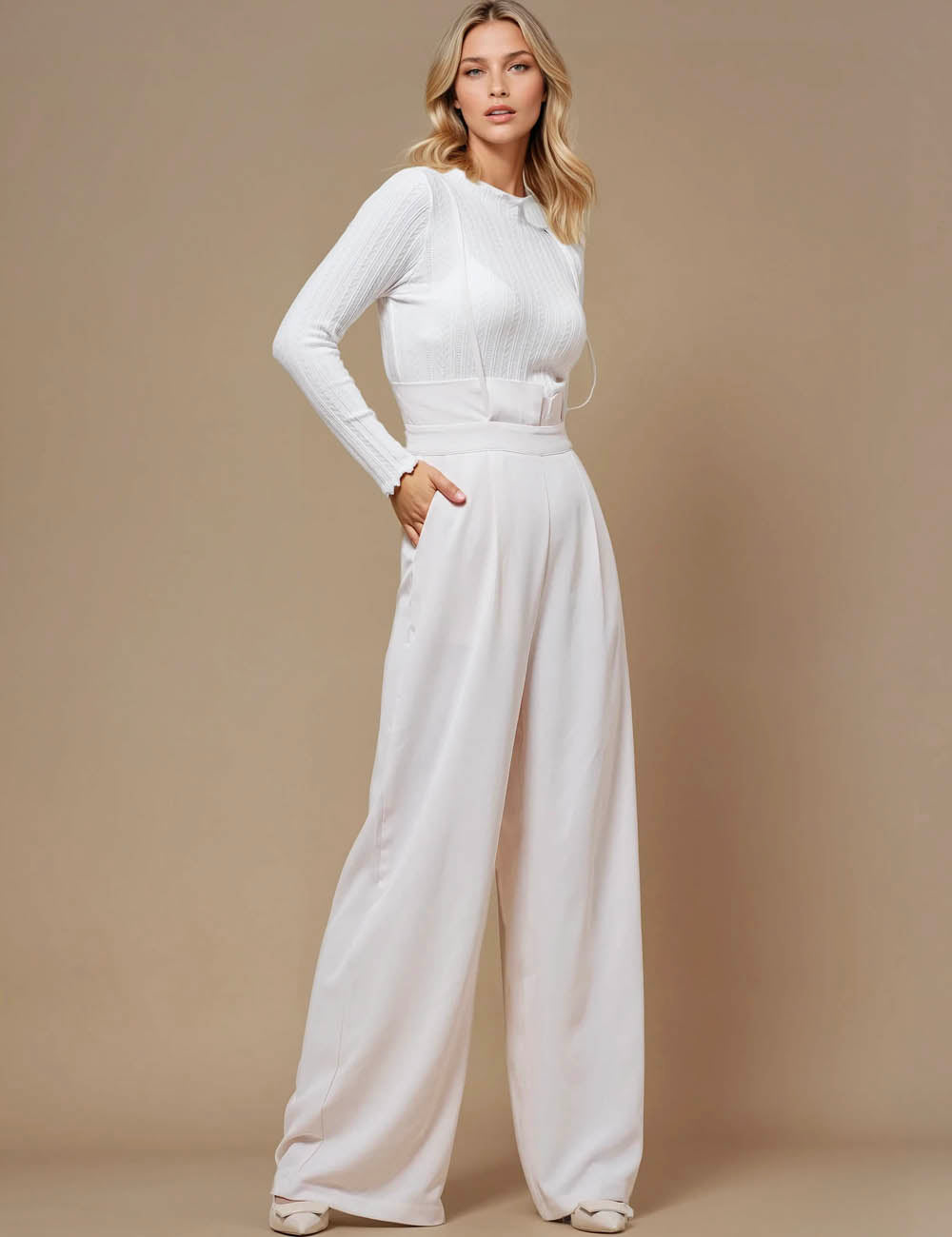 Ladies Solid Color String Shoulder Pants JP4003