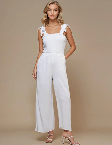 Ladies Strape Tie Shoulder Wide Leg Jumpsuit SKJ50396