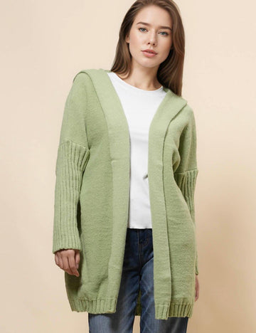 Ladies Solid Color Open Front Cardigan SKT5010