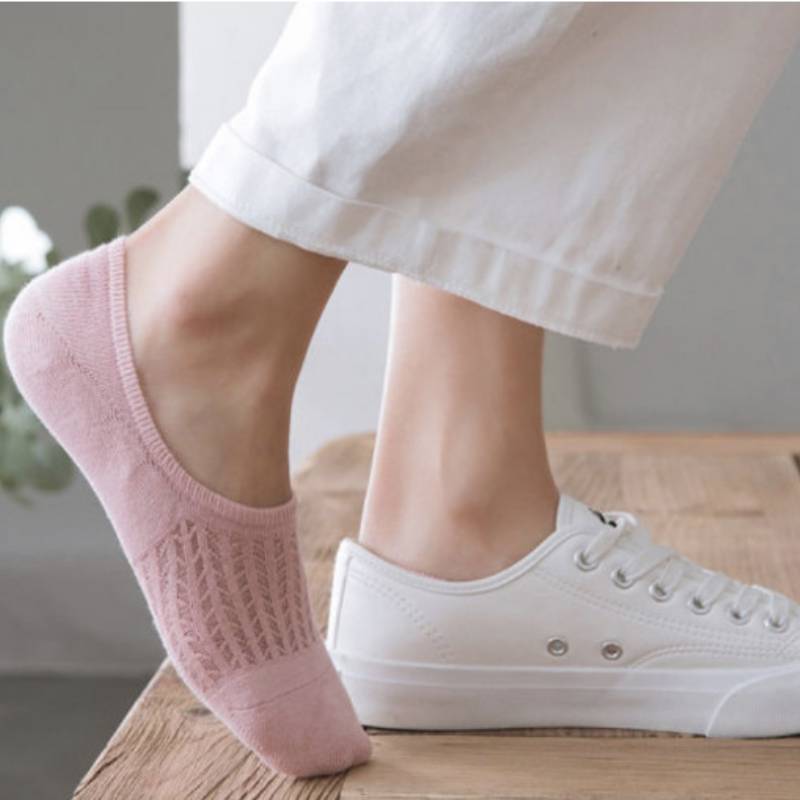 Ladies Solid Color Knit Boat Sock SKAS50027