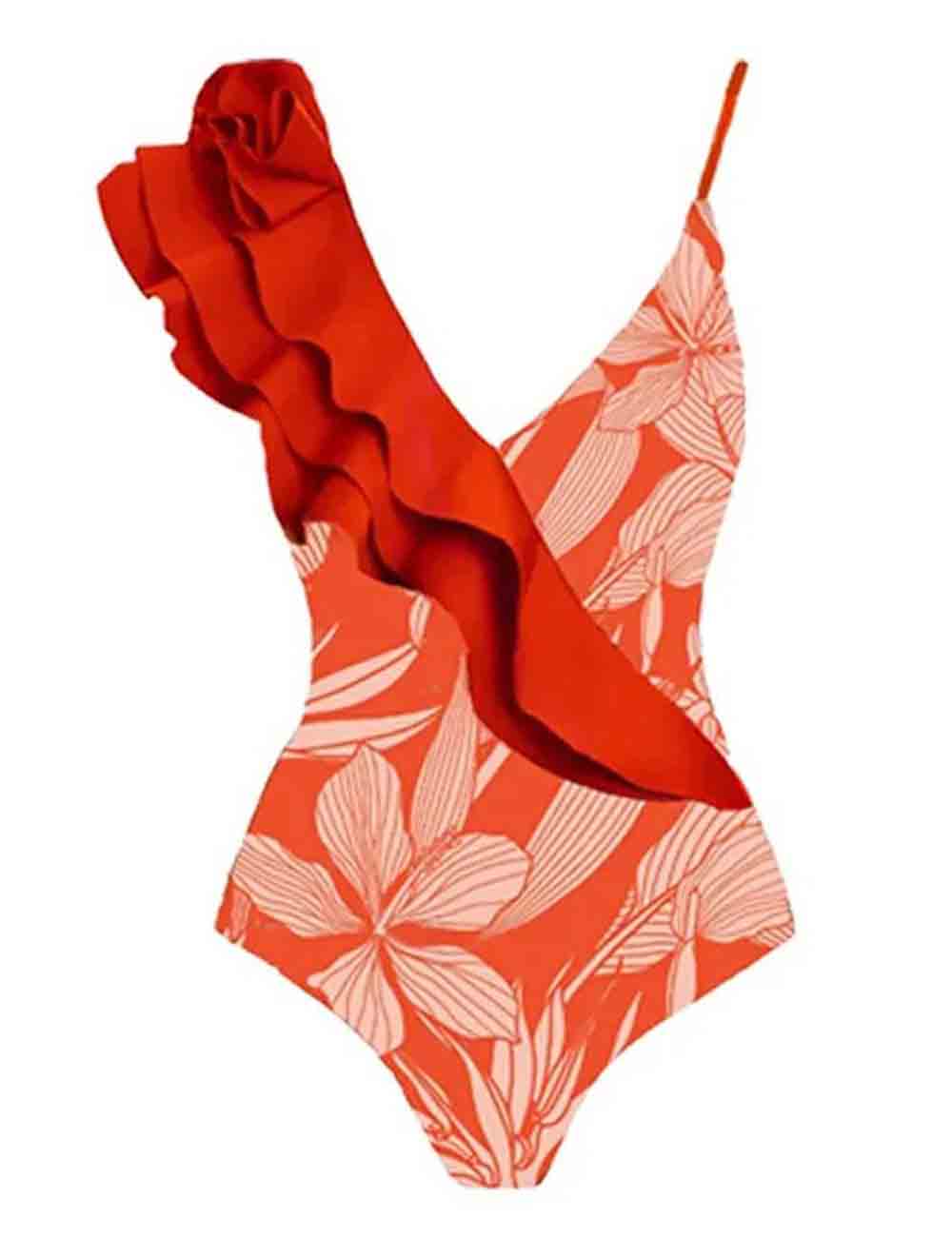 Ladies V-Neck Floral Print One Piece Swimwear Witth Salong