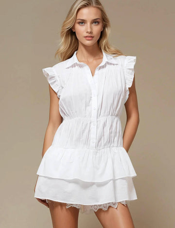 Ladies Turn Down Collar Sleeveless Mini Dress SKT51183