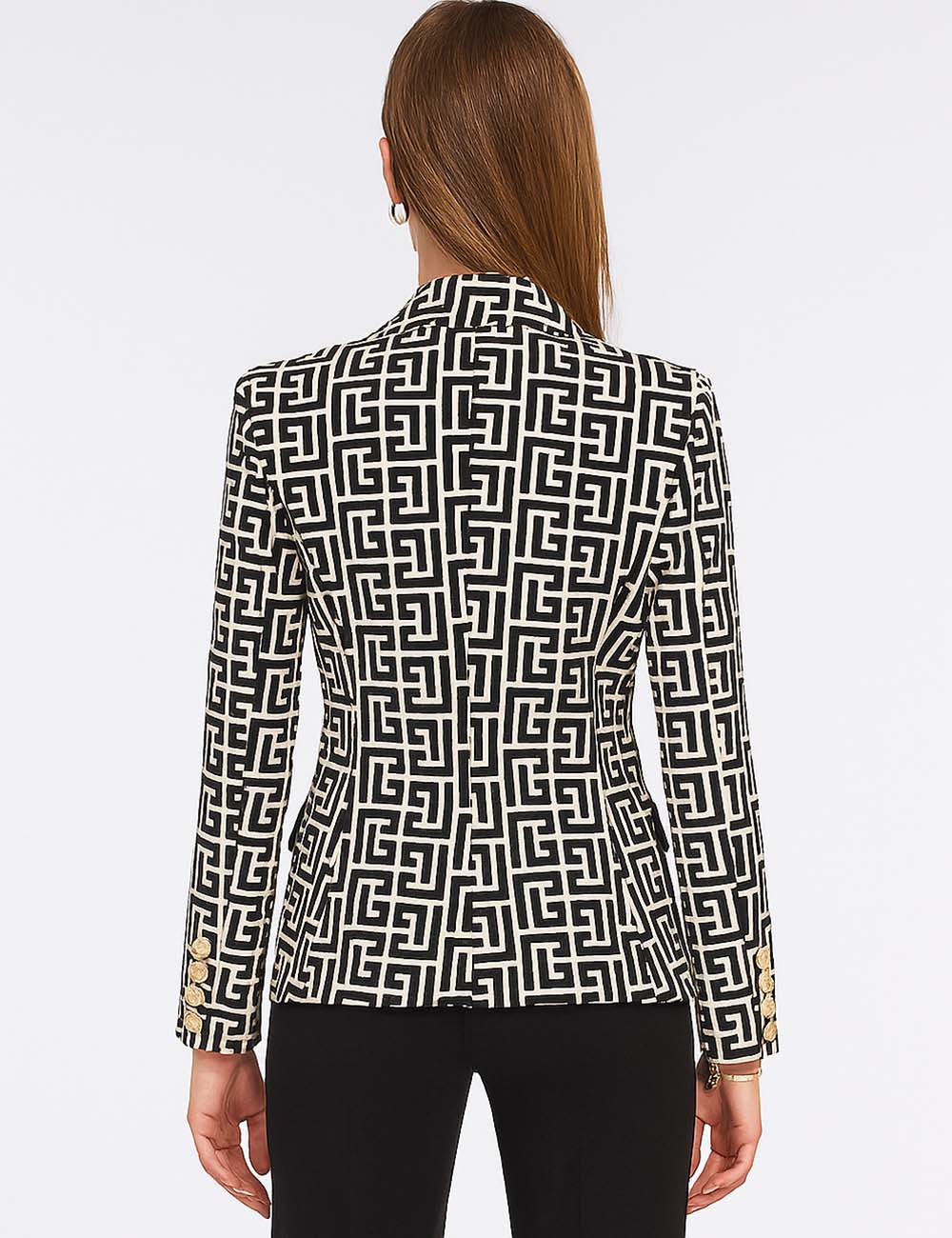 Ladies Elegant Lapel Color Block Blazer 0802
