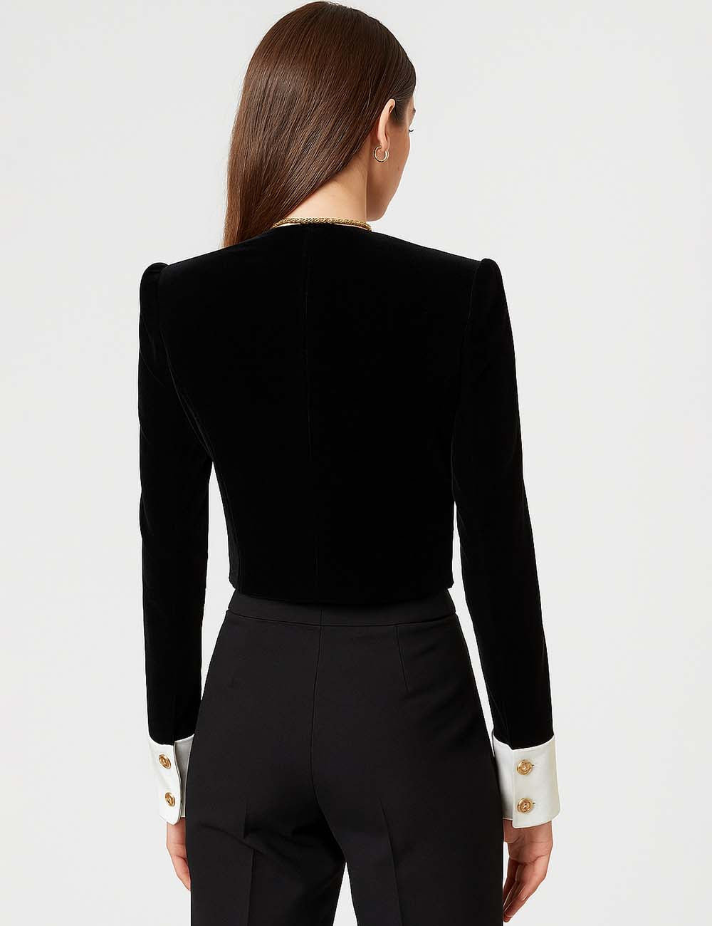 Ladies Contrast Color Chic Cropped Blazer L120