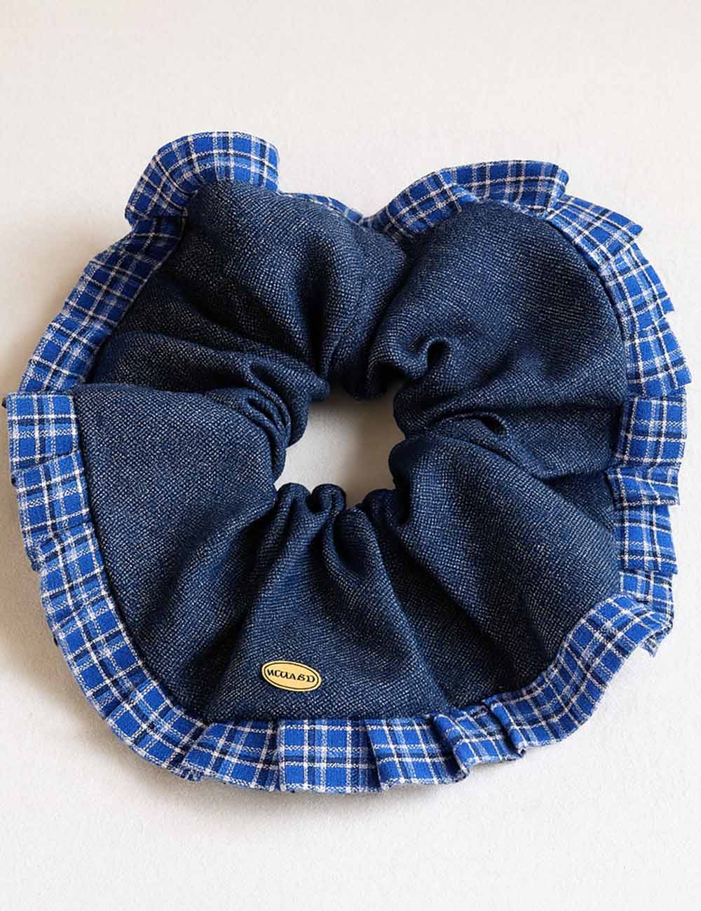 Ladies Sweet Color Block Plaid Fabric Scrunchie