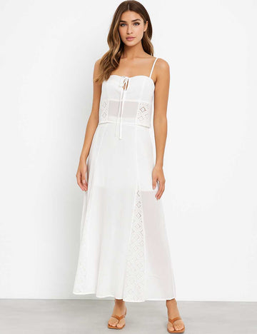 Ladies White Back Smocking Cami Top & Skirt Set SKST5KC1901