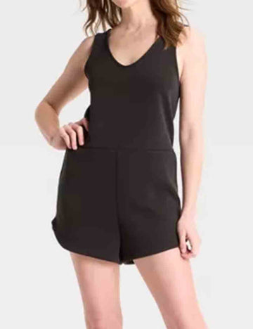 Ladies V-Neck Sleeveless Wide Leg Romper
