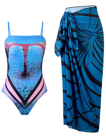 Ladies String Shoulder One Piece Swimwear with Salong SKSW40303