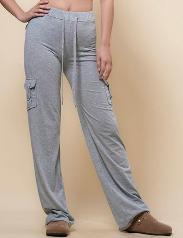 Ladies Solid Color Stright Leg Pockets Pants SKP41006