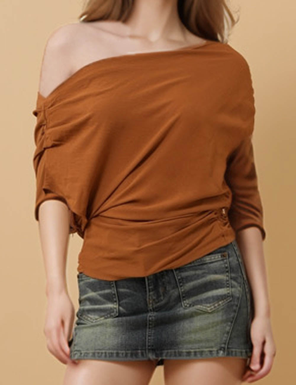 Ladies Solid Color Short Sleeves Layering Top 8SKT51322