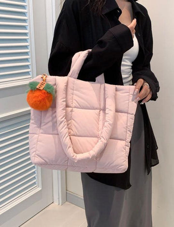 Ladies Puff Solid Color Padded Cloud Tote Bag SKAB4132